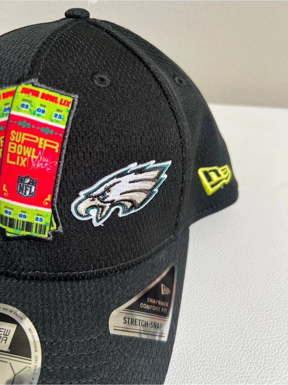 New Era Black Super Bowl LIX Patch 9FORTY Stretch-Snap Cap NEW!!